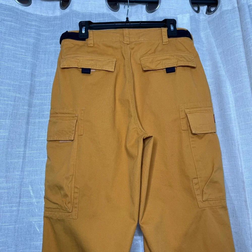 Y2K 90s Vintage Abercrombie & Fitch Paratrooper Utility Cargo Pants Yellow Small